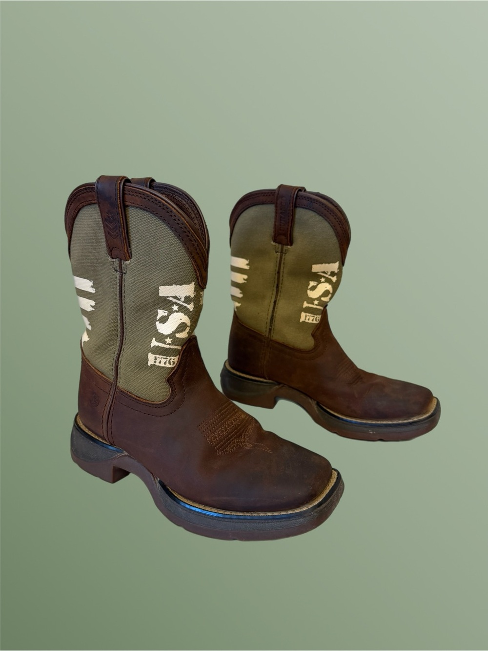Durango Brown and Olive Green Kids Western play Boots Sz 1M *READ*